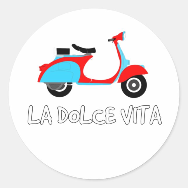 Rond La Dolce Vita, La Sweet Life, Scooter Sticker (Devant)