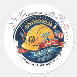 Rond Labor Day Worker Helmet Sticker Construction Tools