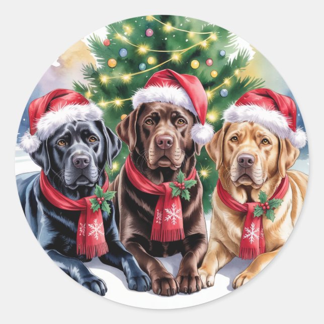 Rond Labrador Christmas Sticker (Devant)