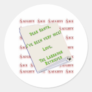 Rond Labrador Retriever Naughty ou Nice - Sticker