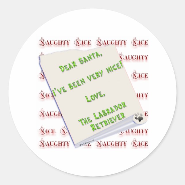 Rond Labrador Retriever Naughty ou Nice - Sticker (Devant)