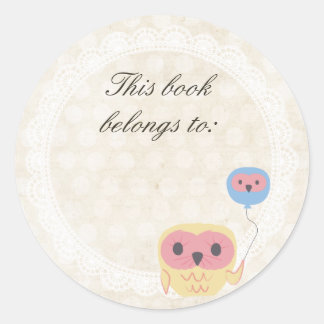 Rond Lace Owl Ce Livre Appartient Au Nom Sticker