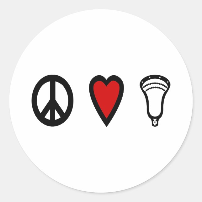 Rond Lacrosse Designs PeaceLoveLacrosse Blk Sticker (Devant)