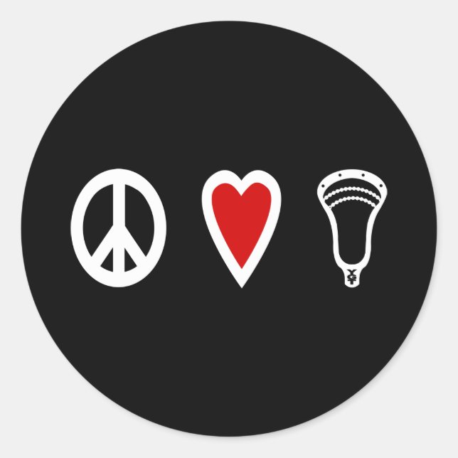 Rond Lacrosse Designs PeaceLoveLacrosse Sticker blanc (Devant)