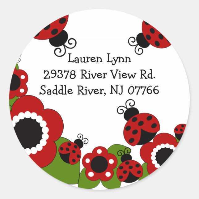 Rond Ladybug Return Address Sticker Anniversaire (Devant)