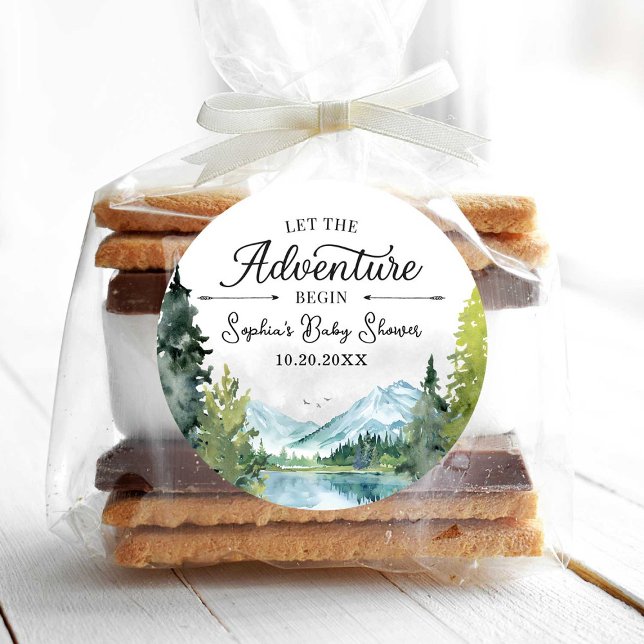 Rond Laisser L'Aventure Commencer Sticker Baby shower (Créateur téléchargé)