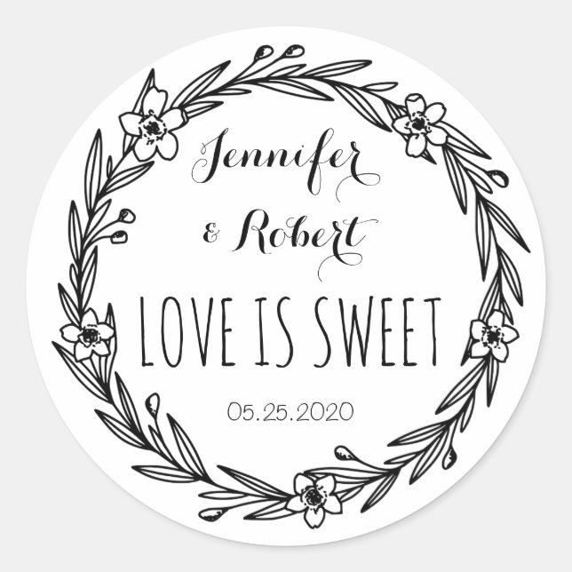 Rond L'amour est doux | Sticker Monogramme (Devant)