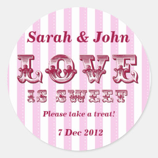 Rond L'Amour rose et blanc est doux Sticker Buffet Cand