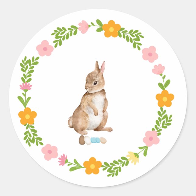 Rond Lapin de Pâques avec Sticker Fleurs (Devant)