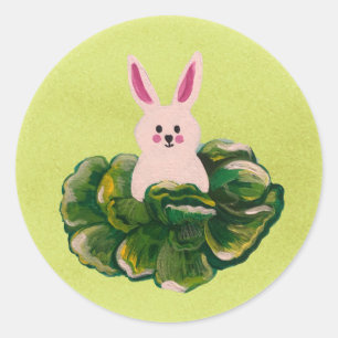 Rond Lapin de Pâques dans un chou Sticker