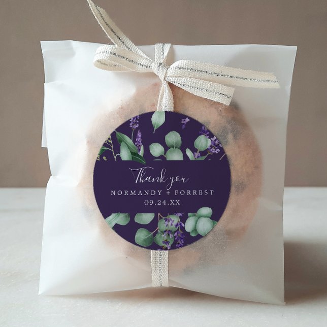Rond Lavande rustique | Sticker Favor Merci violet (Créateur téléchargé)