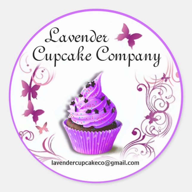 Rond Lavender Cupcake Co Sticker Bordure pourpre petit (Devant)