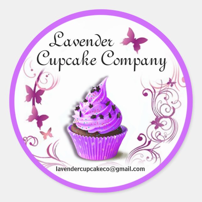 Rond Lavender Cupcake Co Sticker bordure violet grande (Devant)
