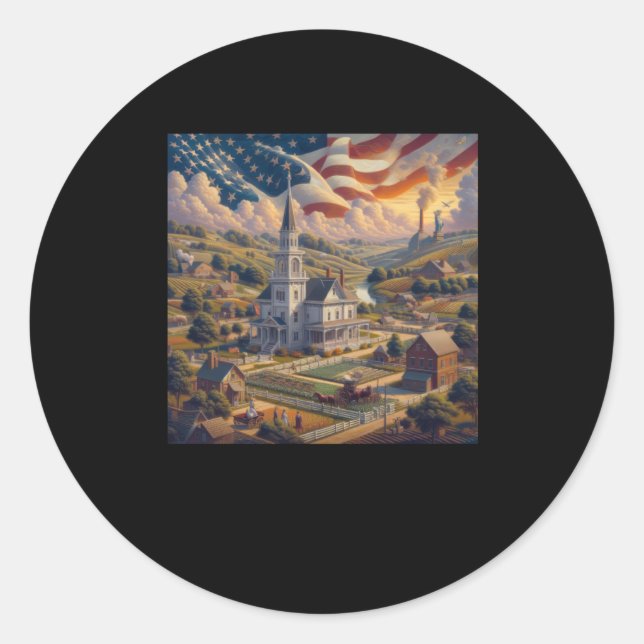 Rond Le Beau Bâtiment Américain Et Sticker Nuage (Devant)