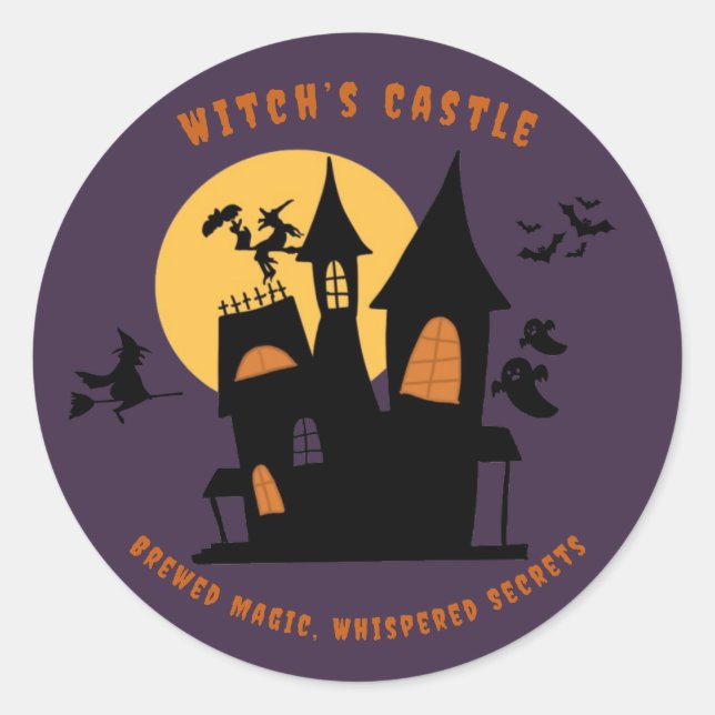Rond Le château de Witch's attend - Sticker Halloween (Devant)