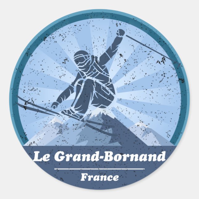Rond Le Grand-Bornand Station de ski Skieur - Sticker (Devant)