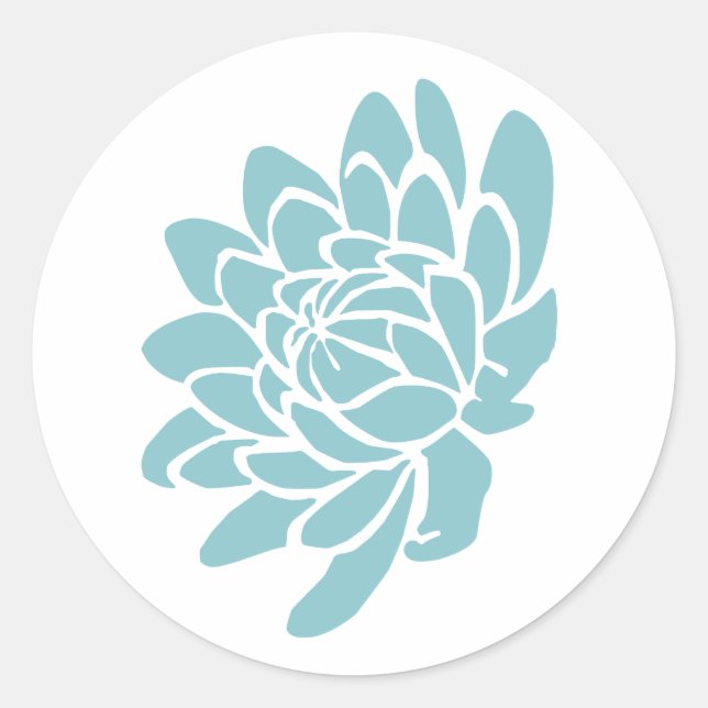 Rond Le Sticker à fleurs Lotus (turquoise) (Devant)