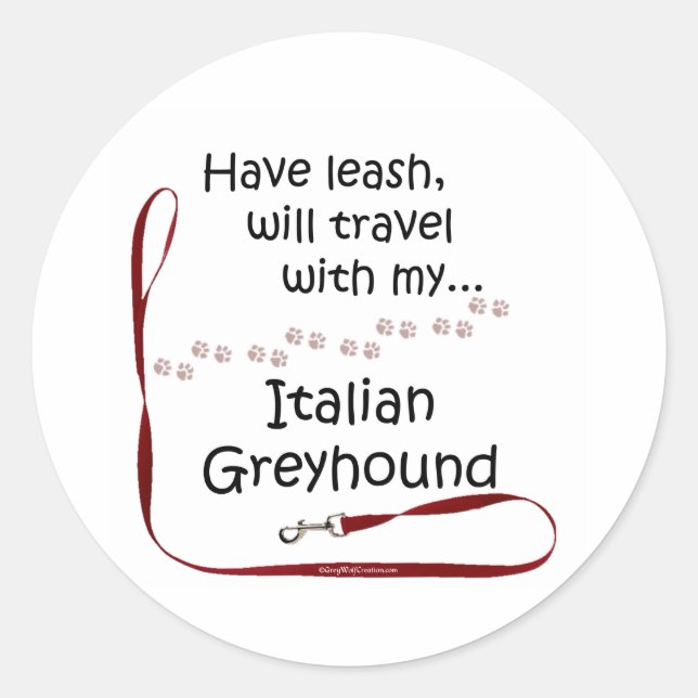 Rond Leash de voyage Greyhound italien - Sticker (Devant)