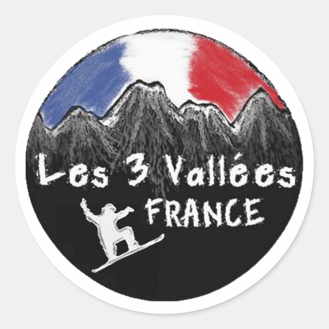 Rond Les 3 Vallées France sticker snowboarder (Devant)