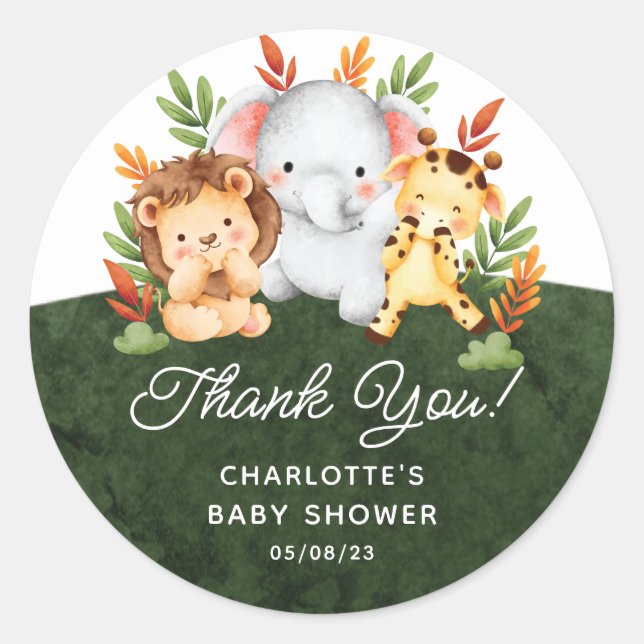 Rond Les Animaux De La Jungle Favorisent Le Sticker Ron (Devant)