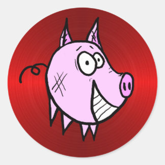 Rond Les Pig Big Red Sticker