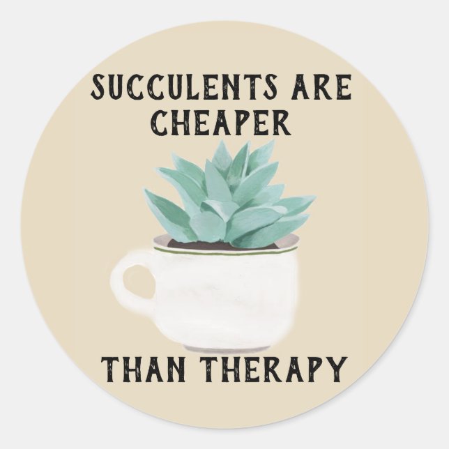 Rond Les Succulents Sont Moins Chers Que Le Sticker Thé (Devant)