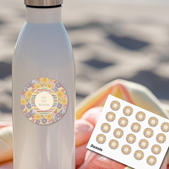 Rond Let Joy Bloom – Floral Inspirational Sticker Sheet (Let Joy Bloom – Floral Inspirational Sticker Sheet with Editable Text)