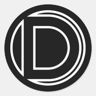 Rond LETTRE D Sticker NOIR