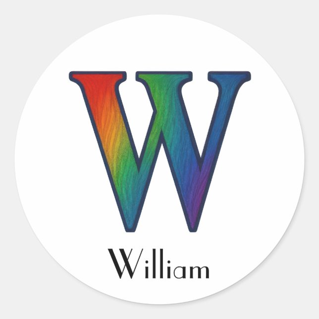 Rond Lettre initiale colorée W Sticker (Devant)