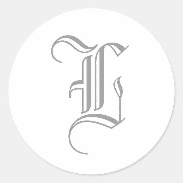 Rond Lettre L Sticker Monogram Gris Vieux Anglais (Devant)