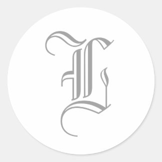 Rond Lettre L Sticker Monogram Gris Vieux Anglais
