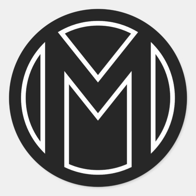 Rond LETTRE M Sticker NOIR (Devant)