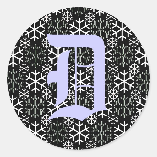 Rond LETTRE monogramme D Snowflakes Sticker (Devant)