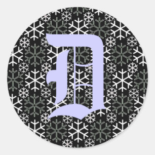 Rond LETTRE monogramme D Snowflakes Sticker