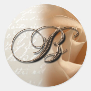 Rond LETTRE MONOGRAPHIQUE B Sticker Mariage Enveloppe