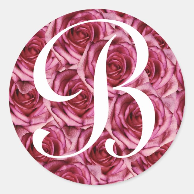 Rond LETTRE MONOGRAPHIQUE B Sticker Roses Roses Roses R (Devant)