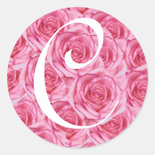 Rond LETTRE MONOGRAPHIQUE C Sticker Roses Roses Roses R