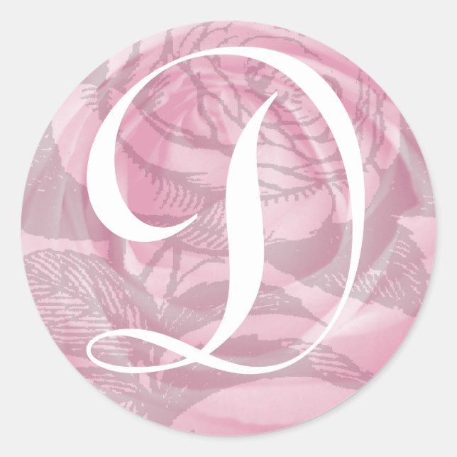 Rond LETTRE MONOGRAPHIQUE D Sticker Roses Rose (Devant)