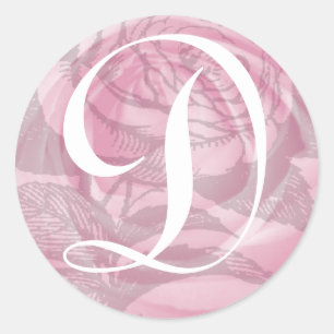 Rond LETTRE MONOGRAPHIQUE D Sticker Roses Rose