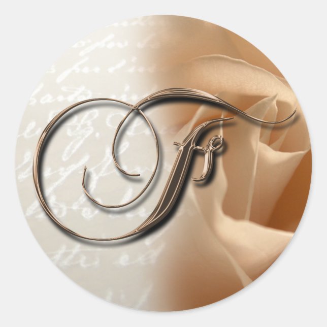 Rond LETTRE MONOGRAPHIQUE F Sticker Mariage Enveloppe (Devant)