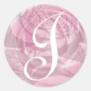 Rond LETTRE MONOGRAPHIQUE J Sticker Roses Rose