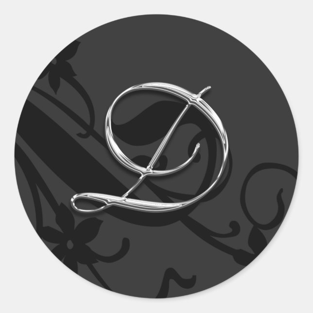 Rond LETTRE MONOGRAPHIQUE Sticker Mariage Enveloppe (Devant)