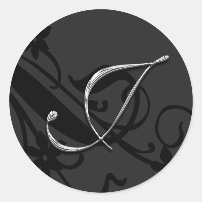 Rond LETTRE MOYENNE J Sticker Mariage Enveloppe Sceau (Devant)