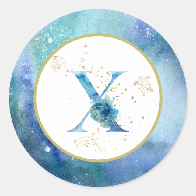 Rond *~* LETTRE X - Sticker d'enveloppe nautique de pla (Devant)