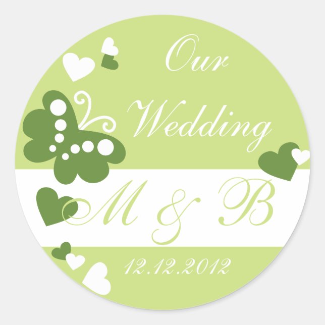 Rond Lime Green Notre Sticker Monogram Mariage (Devant)