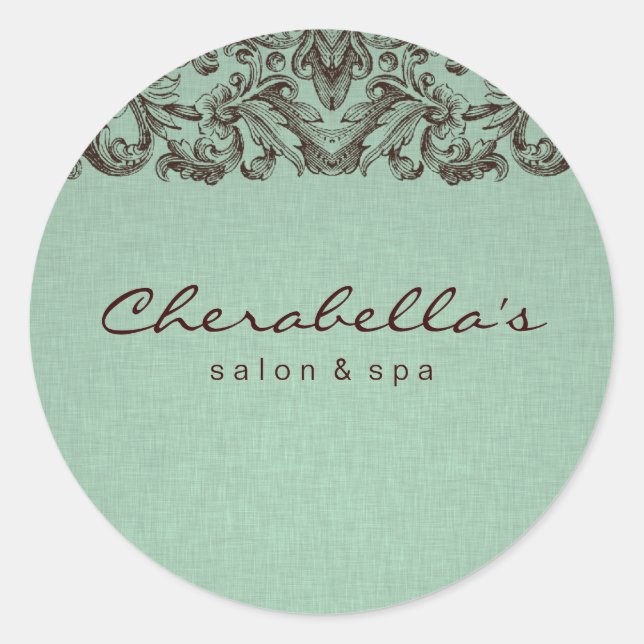 Rond Lin Salon spa sticker menthe brun 2 (Devant)