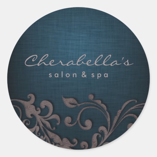 Rond Linge Salon spa sticker denim bleu beige brun (Devant)