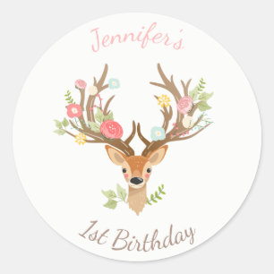 Rond Little Deer faveur tag Sticker bois Antlers
