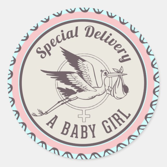 Rond Livraison spéciale Baby Girl New Born Sticker (Devant)