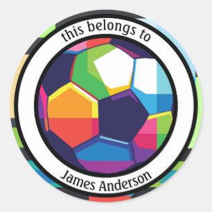 Rond Livre de football coloré ou Sticker scolaire